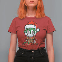 Cute Baseball Christmas Icecream Dripping T Shirt For Women Holiday Ice Cream Cone with Santa Hat - Wonder Print Shop