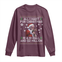 Funny Christmas Billy Meme Long Sleeve Shirt A 8 Ball and 2 Million Dollars Baby Uncle in Santa Suit - Wonder Print Shop
