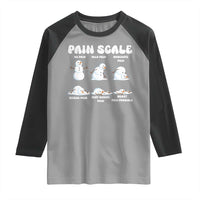 Funny Snowman Pain Scale Christmas Raglan Shirt Melting Snowman Holiday Humor - Wonder Print Shop