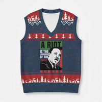 Martin Luther King MLK V-Neck Knit Sweater Vest A Riot Is The Language Of The Unheard Civil Rights - Wonder Print Shop