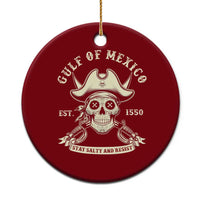Gulf of Mexico Pirate Sugar Skull Ceramic Ornament Est 1550 Stay Salty And Resist - Wonder Print Shop