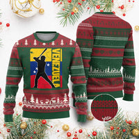 Venezuela Baseball Pride Vintage Flag Ugly Christmas Sweater Venezuelan Sports Fan Gift for Latino Beisbol Lovers