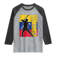 Venezuela Baseball Pride Vintage Flag Raglan Shirt Venezuelan Sports Fan Gift for Latino Beisbol Lovers