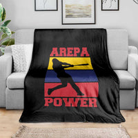 Arepa Power Venezuela Baseball Flag Throw Blanket Funny Venezuelan Pride Gift for Beisbol Lovers