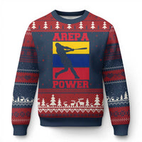 Arepa Power Venezuela Baseball Flag Ugly Christmas Sweater Funny Venezuelan Pride Gift for Beisbol Lovers