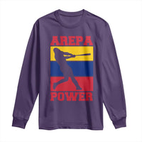 Arepa Power Venezuela Baseball Flag Long Sleeve Shirt Funny Venezuelan Pride Gift for Beisbol Lovers