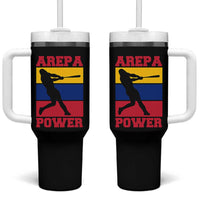 Arepa Power Venezuela Baseball Flag Tumbler With Handle Funny Venezuelan Pride Gift for Beisbol Lovers