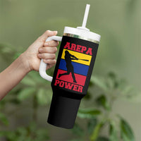 Arepa Power Venezuela Baseball Flag Tumbler With Handle Funny Venezuelan Pride Gift for Beisbol Lovers