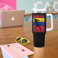 Arepa Power Venezuela Baseball Flag Tumbler With Handle Funny Venezuelan Pride Gift for Beisbol Lovers