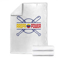 Arepa Power Baseball Crossed Bats Throw Blanket Funny Venezuelan Pride Gift for Latino Sports Fans