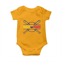 Arepa Power Baseball Crossed Bats Baby Onesie Funny Venezuelan Pride Gift for Latino Sports Fans