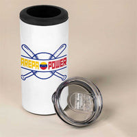 Arepa Power Baseball Crossed Bats 4 in 1 Can Cooler Tumbler Funny Venezuelan Pride Gift for Latino Sports Fans