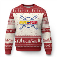 Arepa Power Baseball Crossed Bats Ugly Christmas Sweater Funny Venezuelan Pride Gift for Latino Sports Fans