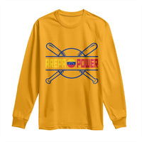 Arepa Power Baseball Crossed Bats Long Sleeve Shirt Funny Venezuelan Pride Gift for Latino Sports Fans
