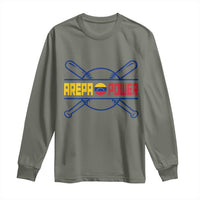 Arepa Power Baseball Crossed Bats Long Sleeve Shirt Funny Venezuelan Pride Gift for Latino Sports Fans