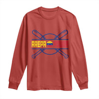 Arepa Power Baseball Crossed Bats Long Sleeve Shirt Funny Venezuelan Pride Gift for Latino Sports Fans