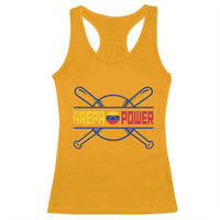 Arepa Power Baseball Crossed Bats Racerback Tank Top Funny Venezuelan Pride Gift for Latino Sports Fans