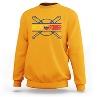Arepa Power Baseball Crossed Bats Sweatshirt Funny Venezuelan Pride Gift for Latino Sports Fans