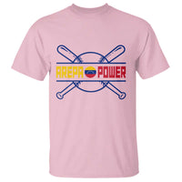 Arepa Power Baseball Crossed Bats T Shirt Funny Venezuelan Pride Gift for Latino Sports Fans