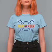 Arepa Power Baseball Crossed Bats T Shirt For Women Funny Venezuelan Pride Gift for Latino Sports Fans