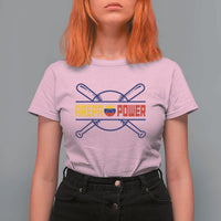 Arepa Power Baseball Crossed Bats T Shirt For Women Funny Venezuelan Pride Gift for Latino Sports Fans