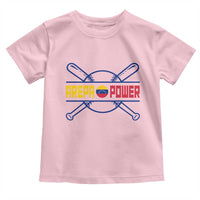 Arepa Power Baseball Crossed Bats Toddler T Shirt Funny Venezuelan Pride Gift for Latino Sports Fans