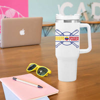 Arepa Power Baseball Crossed Bats Tumbler With Handle Funny Venezuelan Pride Gift for Latino Sports Fans