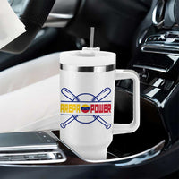 Arepa Power Baseball Crossed Bats Tumbler With Handle Funny Venezuelan Pride Gift for Latino Sports Fans