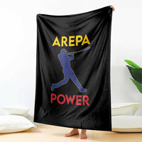 Arepa Power Baseball Batter Silhouette Throw Blanket Venezuelan Pride Beisbol for Baseball Fans