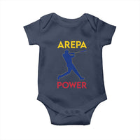 Arepa Power Baseball Batter Silhouette Baby Onesie Venezuelan Pride Beisbol for Baseball Fans