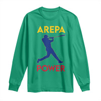 Arepa Power Baseball Batter Silhouette Long Sleeve Shirt Venezuelan Pride Beisbol for Baseball Fans