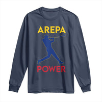Arepa Power Baseball Batter Silhouette Long Sleeve Shirt Venezuelan Pride Beisbol for Baseball Fans