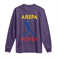 Arepa Power Baseball Batter Silhouette Long Sleeve Shirt Venezuelan Pride Beisbol for Baseball Fans