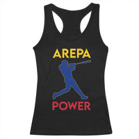 Arepa Power Baseball Batter Silhouette Racerback Tank Top Venezuelan Pride Beisbol for Baseball Fans