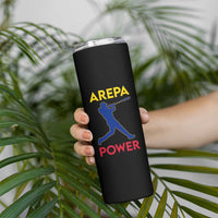 Arepa Power Baseball Batter Silhouette Skinny Tumbler Venezuelan Pride Beisbol for Baseball Fans