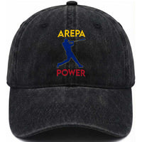 Arepa Power Baseball Batter Silhouette Washed Cotton Baseball Cap Venezuelan Pride Beisbol for Baseball Fans