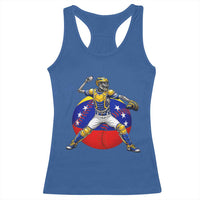 Venezuela Baseball Pitcher Skeleton Racerback Tank Top Venezuelan Flag Venezuela Pride Sports Fans