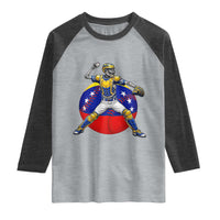 Venezuela Baseball Pitcher Skeleton Raglan Shirt Venezuelan Flag Venezuela Pride Sports Fans