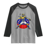 Venezuela Baseball Pitcher Skeleton Raglan Shirt Venezuelan Flag Venezuela Pride Sports Fans