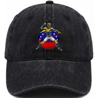 Venezuela Baseball Pitcher Skeleton Washed Cotton Baseball Cap Venezuelan Flag Venezuela Pride Sports Fans