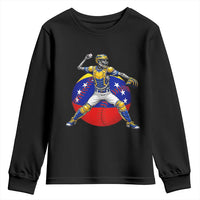 Venezuela Baseball Pitcher Skeleton Youth Sweatshirt Venezuelan Flag Venezuela Pride Sports Fans