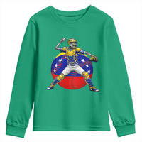 Venezuela Baseball Pitcher Skeleton Youth Sweatshirt Venezuelan Flag Venezuela Pride Sports Fans