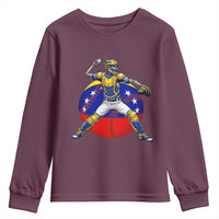 Venezuela Baseball Pitcher Skeleton Youth Sweatshirt Venezuelan Flag Venezuela Pride Sports Fans