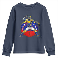 Venezuela Baseball Pitcher Skeleton Youth Sweatshirt Venezuelan Flag Venezuela Pride Sports Fans