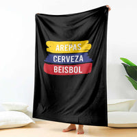Arepas Cerveza Beisbol Venezuela Things Throw Blanket Funny Latino Food Beer and Baseball Pride