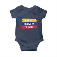 Arepas Cerveza Beisbol Venezuela Things Baby Onesie Funny Latino Food Beer and Baseball Pride
