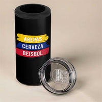 Arepas Cerveza Beisbol Venezuela Things 4 in 1 Can Cooler Tumbler Funny Latino Food Beer and Baseball Pride
