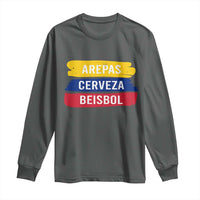 Arepas Cerveza Beisbol Venezuela Things Long Sleeve Shirt Funny Latino Food Beer and Baseball Pride