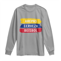 Arepas Cerveza Beisbol Venezuela Things Long Sleeve Shirt Funny Latino Food Beer and Baseball Pride