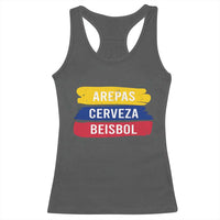 Arepas Cerveza Beisbol Venezuela Things Racerback Tank Top Funny Latino Food Beer and Baseball Pride